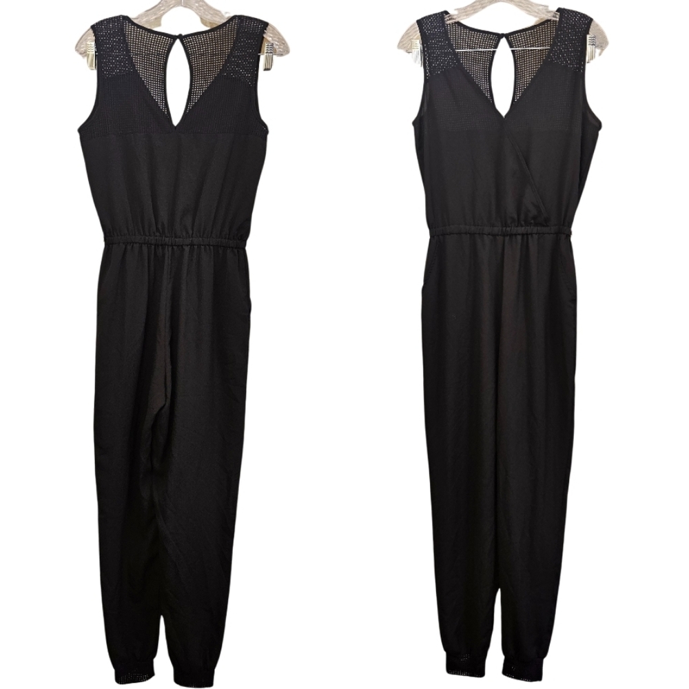 Bisou Bisou Michele Bohbot Black Jogger Jumpsuit Size XS Mesh AJ-1987